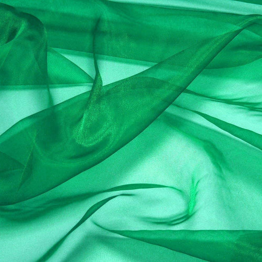 60" Wide Polyester Light Weight Crystal Organza Fabric (Kelly Green, 1 Yard)