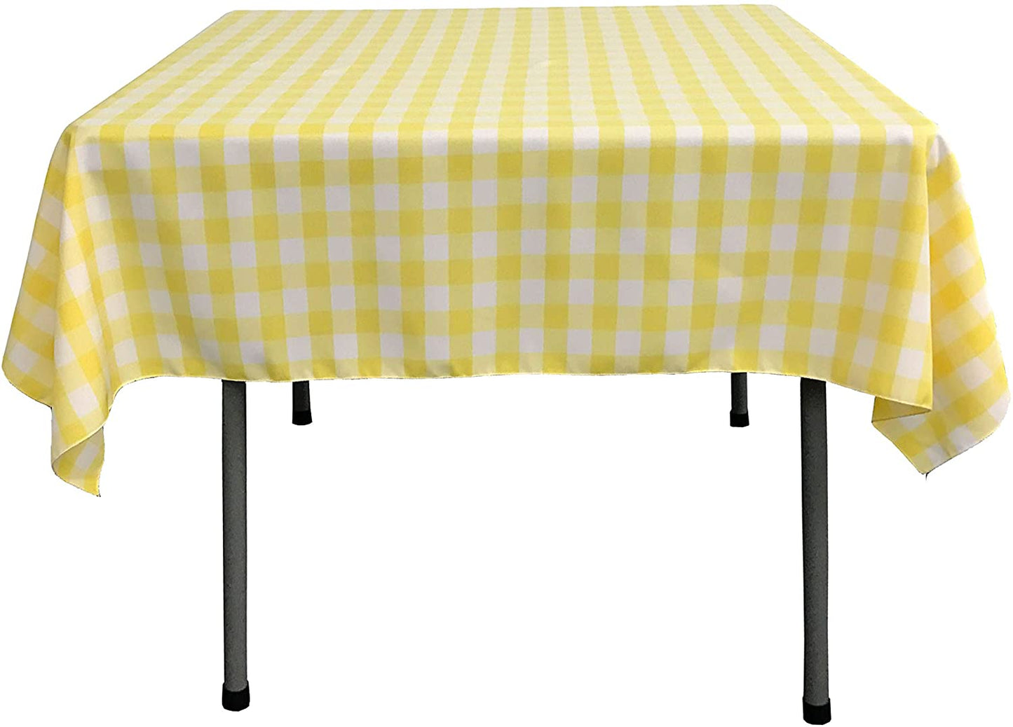 Gingham Checkered Square Tablecloth Lt Yellow and White