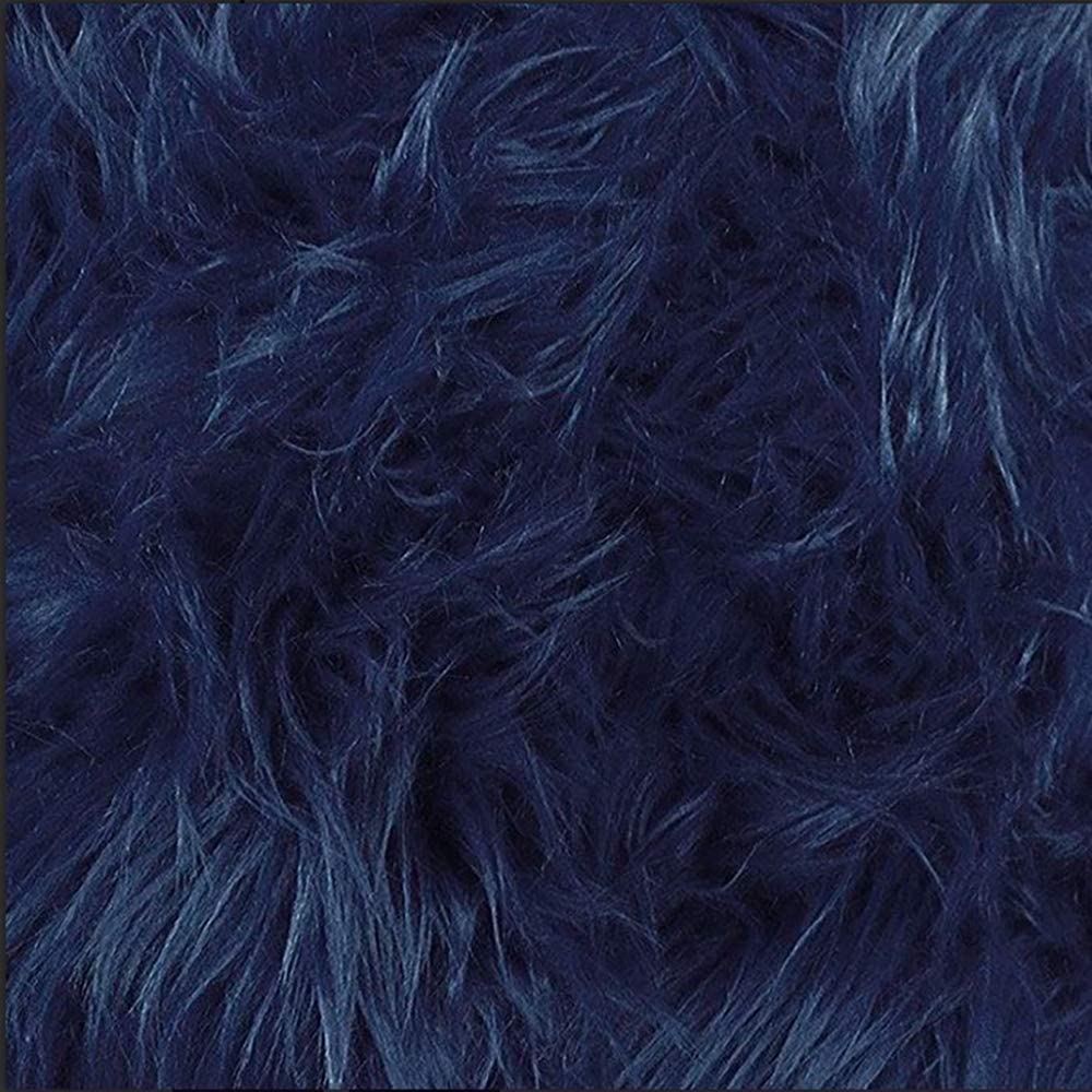 60" Wide Shaggy Faux Fur Fabric (Navy Blue, 1 Yard)