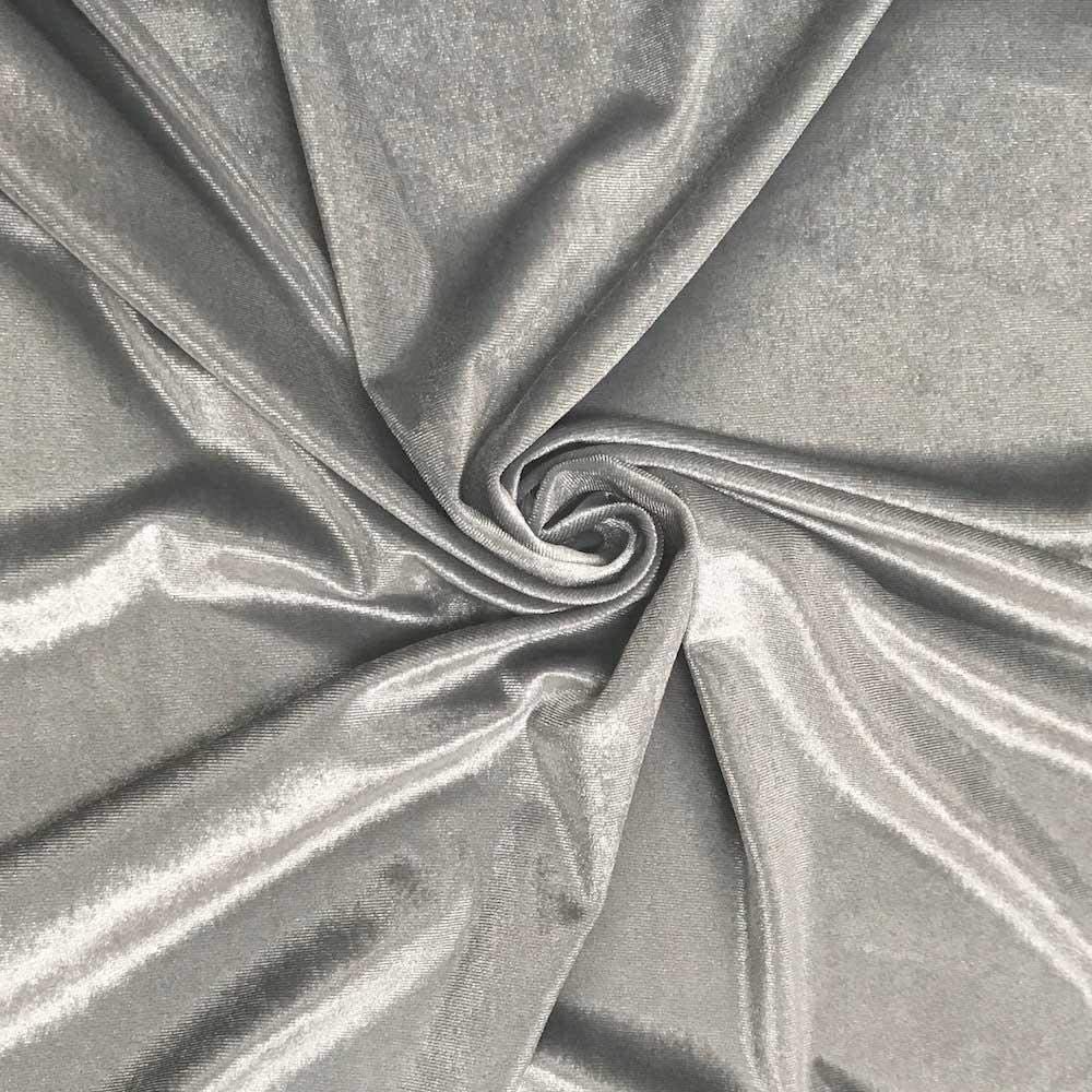 Spandex Stretch Velvet Fabric (Silver, 1 Yard)