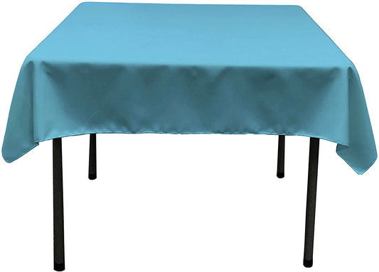 Polyester Poplin Washable Square Tablecloth, Stain and Wrinkle Resistant Table Cover Turquoise