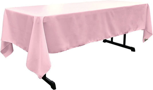 Polyester Poplin Washable Rectangular Tablecloth, Stain and Wrinkle Resistant Table Cover Fabric Table Cloth for Dinning, Kitchen, Party, Light Pink