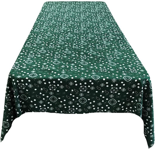 Bandanna Print Poly Cotton Tablecloth (Hunter Green,