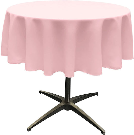 Polyester Poplin Washable Round Tablecloth, Stain and Wrinkle Resistant Table Cover Pink