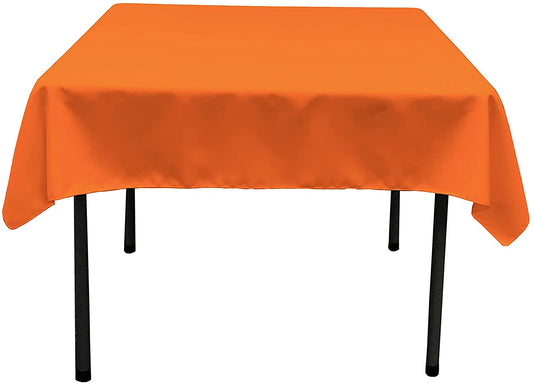 Polyester Poplin Washable Square Tablecloth, Stain and Wrinkle Resistant Table Cover Orange