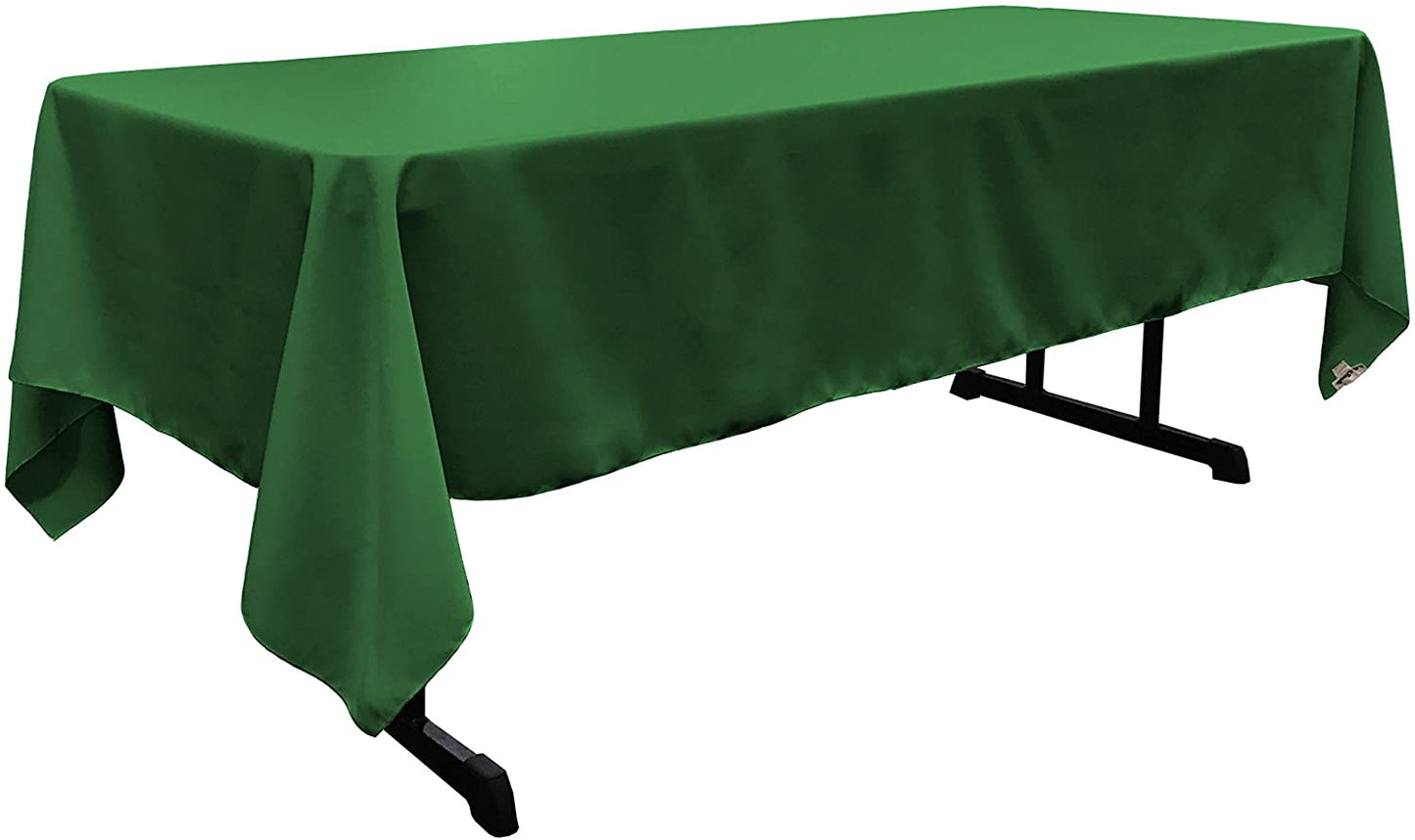 Polyester Poplin Washable Rectangular Tablecloth, Stain and Wrinkle Resistant Table Cover Fabric Table Cloth for Dinning, Kitchen, Party, Emerald Green