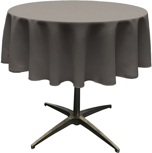 Polyester Poplin Washable Round Tablecloth, Stain and Wrinkle Resistant Table Cover Charcoal