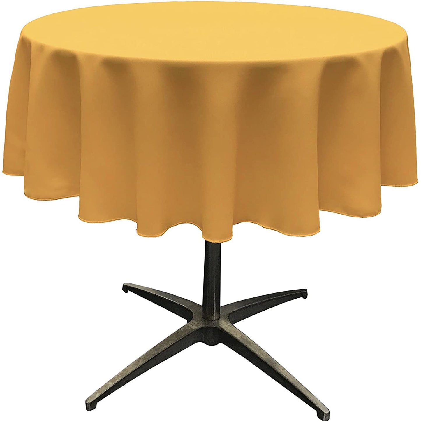 Polyester Poplin Washable Round Tablecloth, Stain and Wrinkle Resistant Table Cover Gold