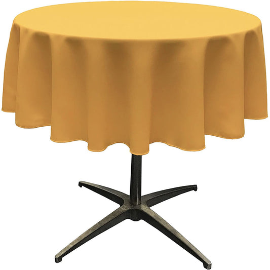 Polyester Poplin Washable Round Tablecloth, Stain and Wrinkle Resistant Table Cover Gold