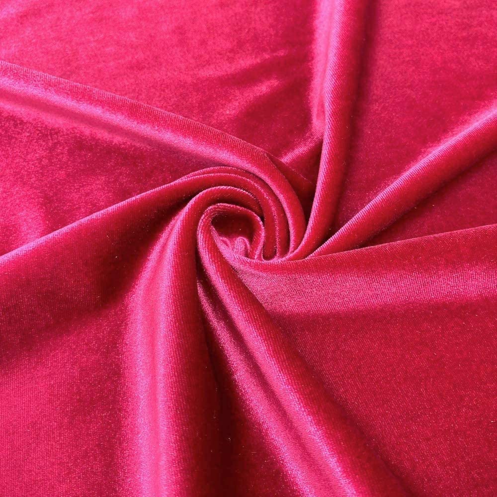 Spandex Stretch Velvet Fabric (Fuchsia, 1 Yard)