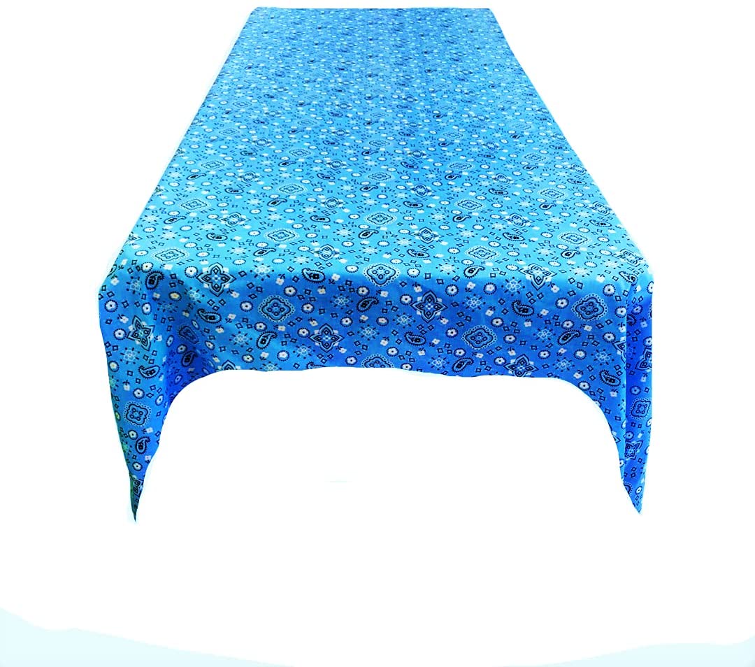 Bandanna Print Poly Cotton Tablecloth (Turquoise,