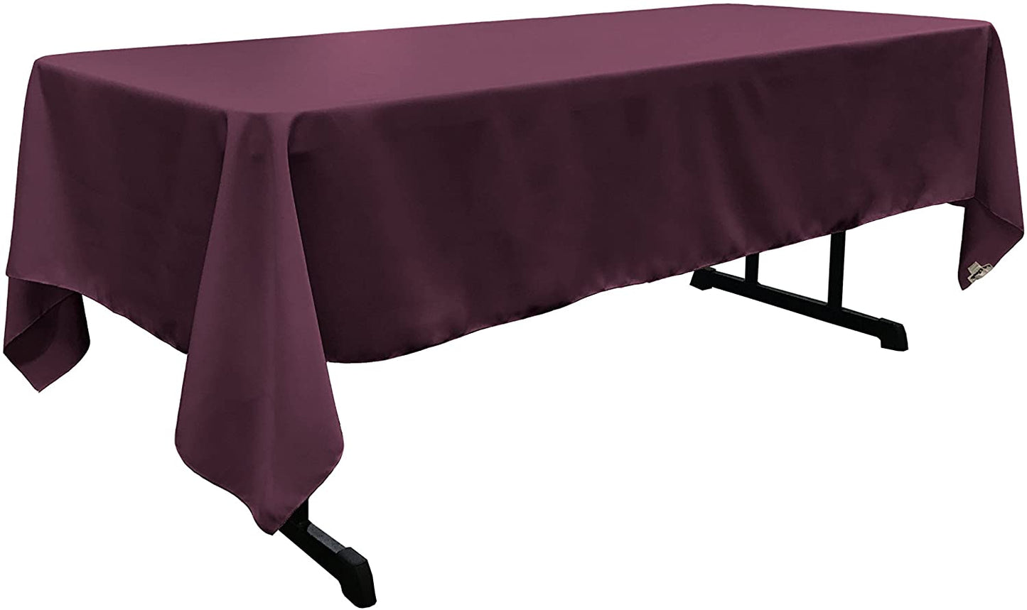 Polyester Poplin Washable Rectangular Tablecloth, Stain and Wrinkle Resistant Table Cover Fabric Table Cloth for Dinning, Kitchen, Party, Eggplant