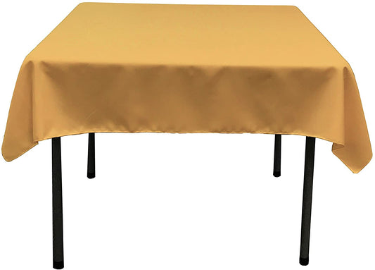 Polyester Poplin Washable Square Tablecloth, Stain and Wrinkle Resistant Table Cover Gold