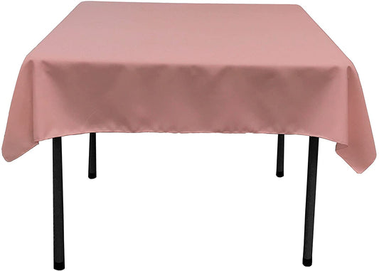 Polyester Poplin Washable Square Tablecloth, Stain and Wrinkle Resistant Table Cover Dusty Rose