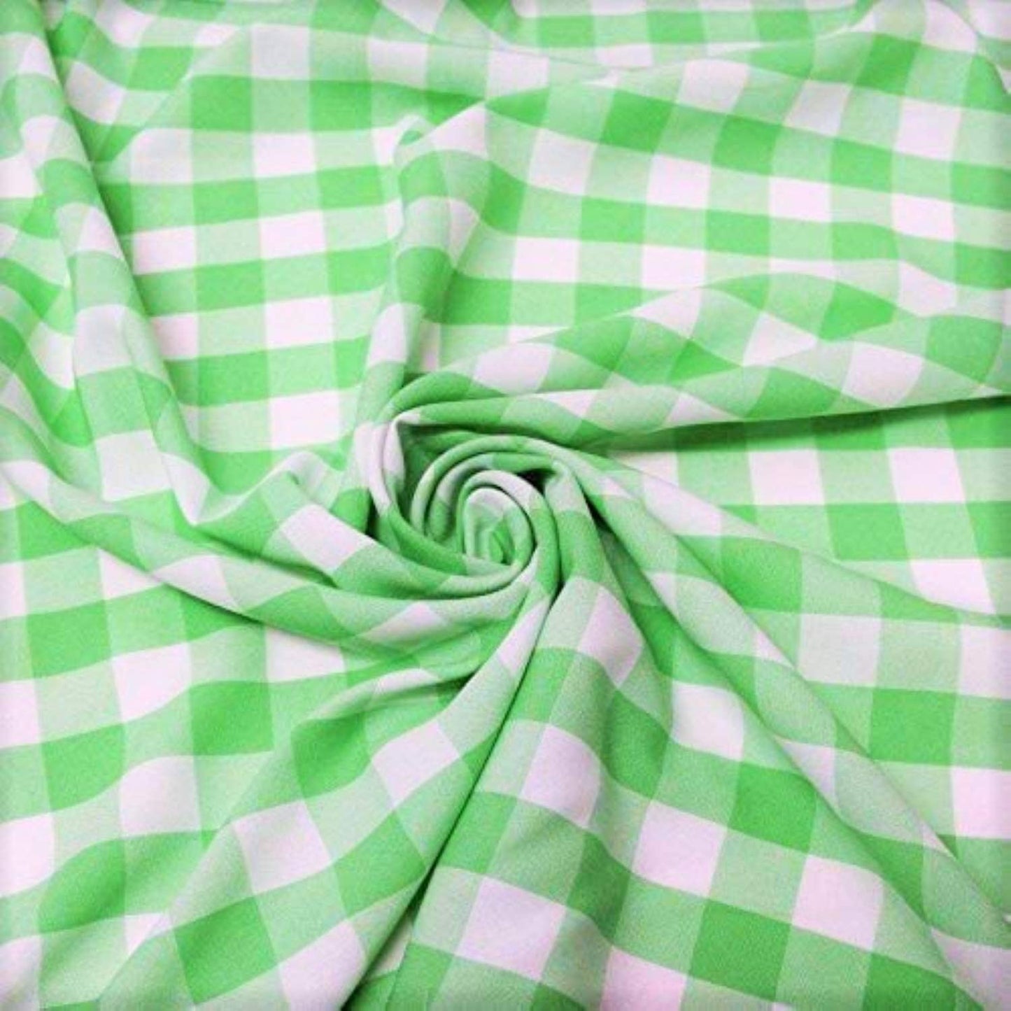 58/59" Wide 100% Polyester Poplin Gingham Checkered Fabric (Lime, 1 Yard)