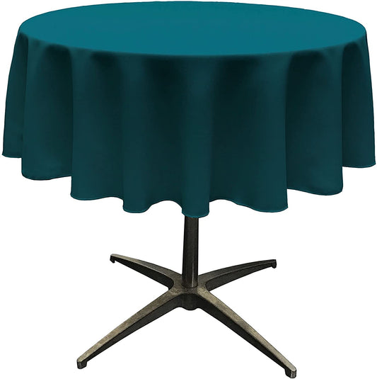Polyester Poplin Washable Round Tablecloth, Stain and Wrinkle Resistant Table Cover Teal