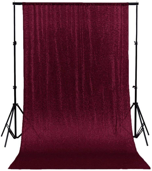 Mini Glitz Sequins Backdrop Drape Curtain for Photo Booth Background, 1 Panel (Burgundy, 4 Feet Wide x 9 Feet Long)