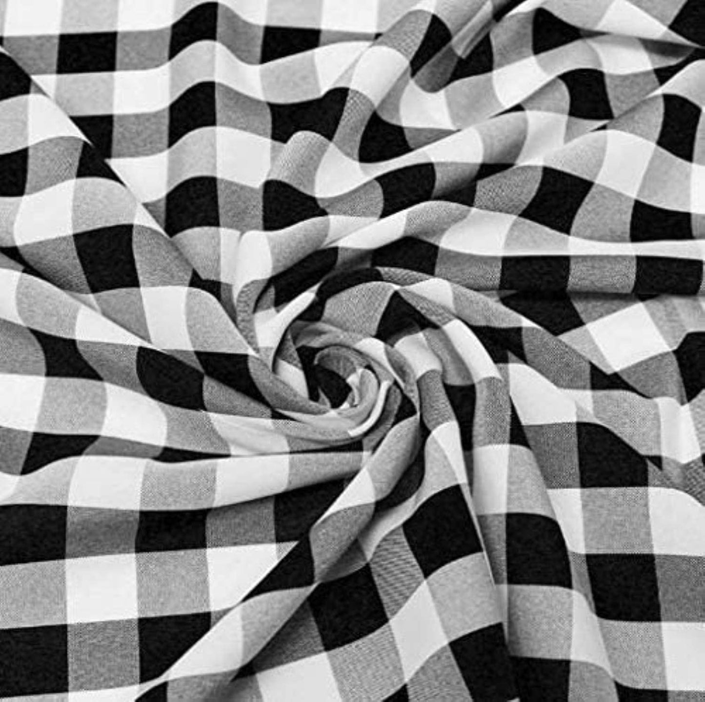 58/59" Wide 100% Polyester Poplin Gingham Checkered Fabric (Black, 1 Yard)