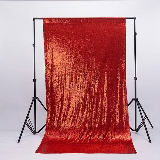 Mini Glitz Sequins Backdrop Drape Curtain for Photo Booth Background, 1 Panel (Red, 4 Feet Wide x 9 Feet Long)
