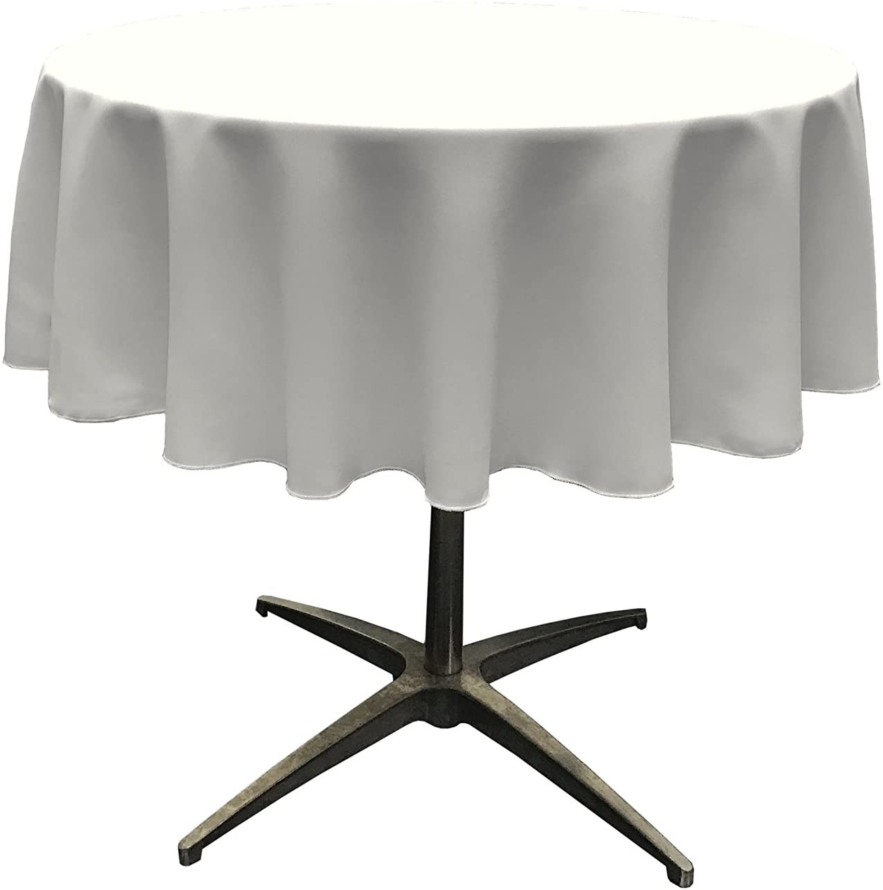 Polyester Poplin Washable Round Tablecloth, Stain and Wrinkle Resistant Table Cover White