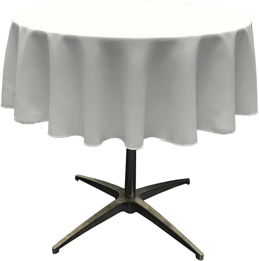 Polyester Poplin Washable Round Tablecloth, Stain and Wrinkle Resistant Table Cover White