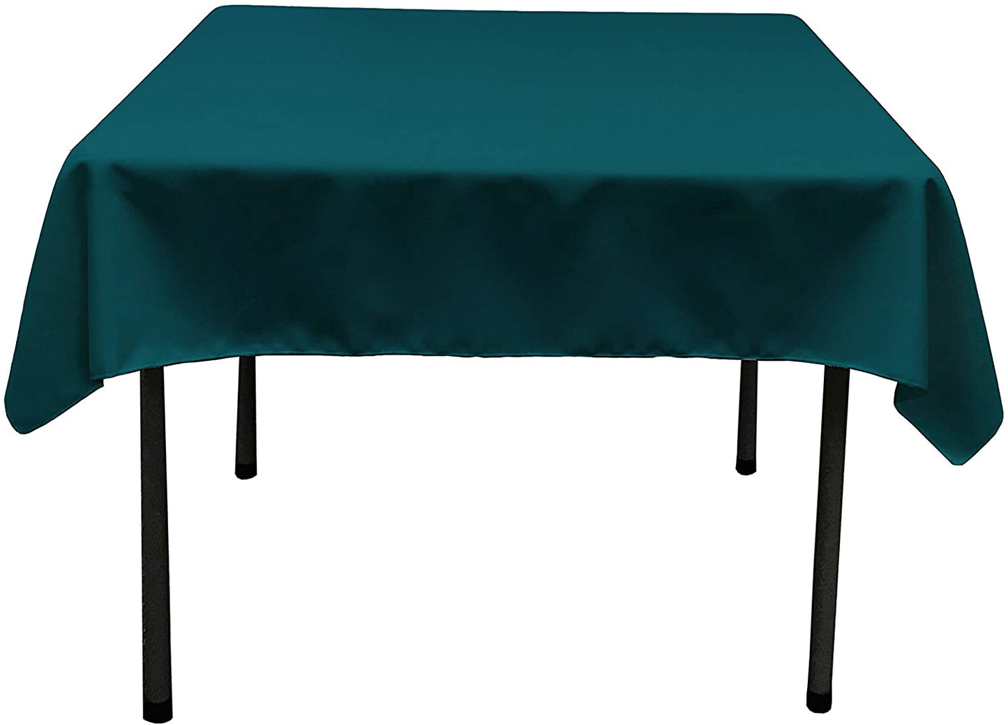 Polyester Poplin Washable Square Tablecloth, Stain and Wrinkle Resistant Table Cover Teal
