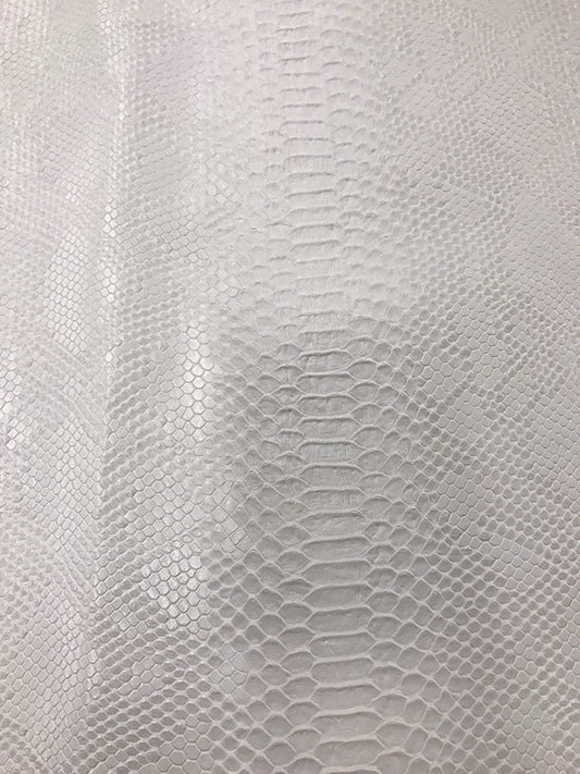 53/54" Wide Snake Fake Leather Upholstery, 3-D Viper Snake Skin Texture Faux Leather PVC Vinyl Fabric by The Yard. (1 Yard, White)