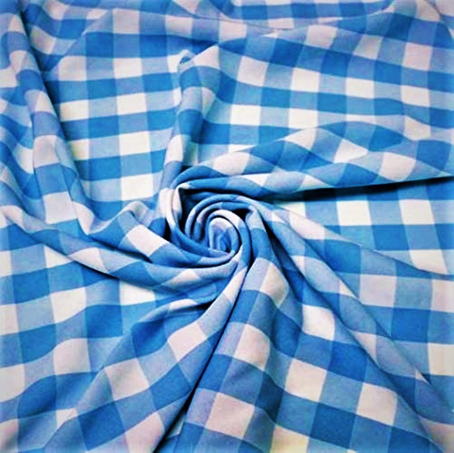 58/59" Wide 100% Polyester Poplin Gingham Checkered Fabric (Turquoise, 1 Yard)
