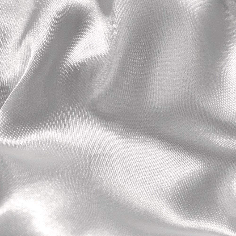 Spandex Light Weight Silky Stretch Charmeuse Satin Fabric (White,