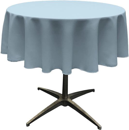 Polyester Poplin Washable Round Tablecloth, Stain and Wrinkle Resistant Table Cover Light Blue