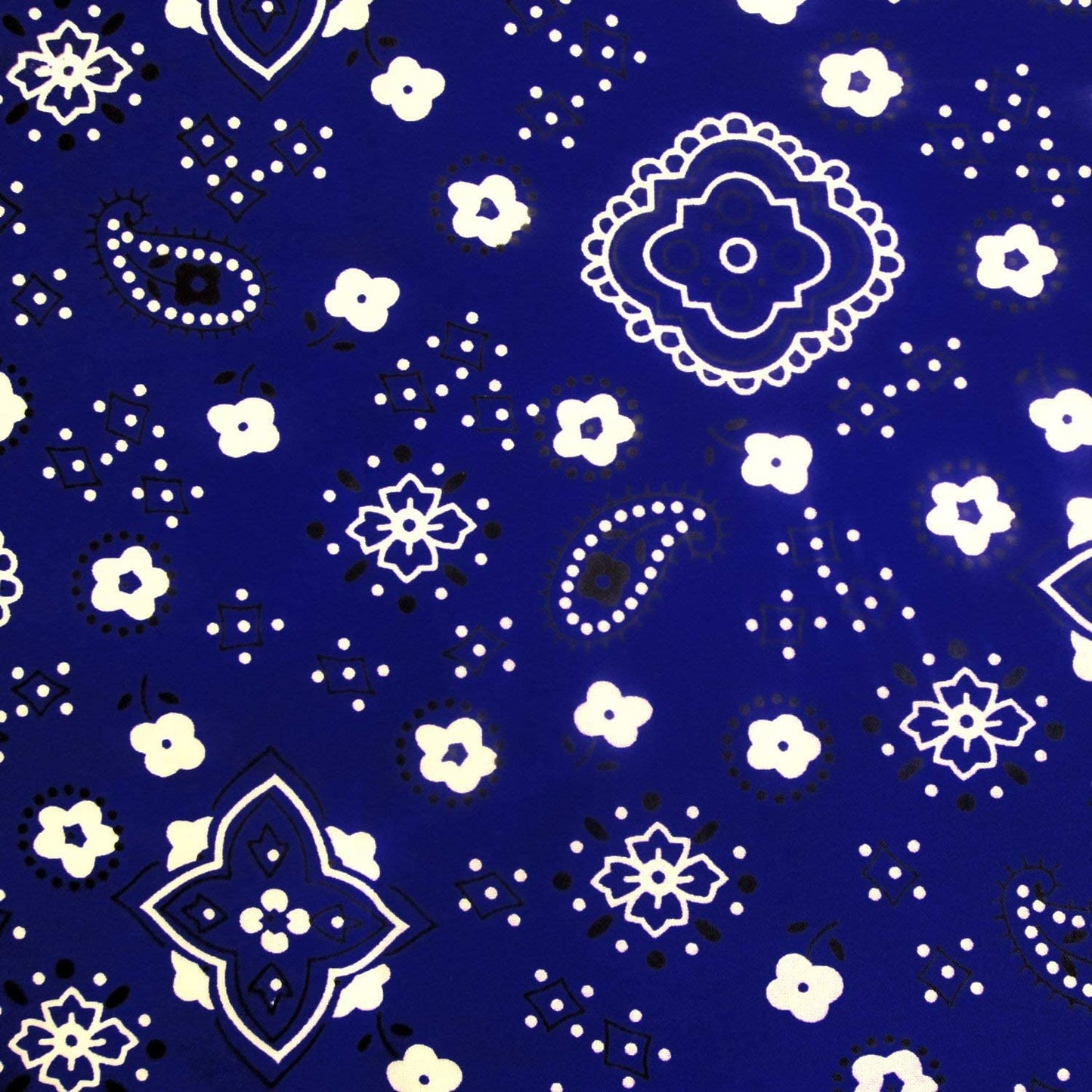 60" Wide Poly Cotton Print Bandanna Fabric by The Yard (Royal Blue, by The Yard)