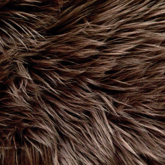 60" Wide Shaggy Faux Fur Fabric (Brown, 1 Yard)