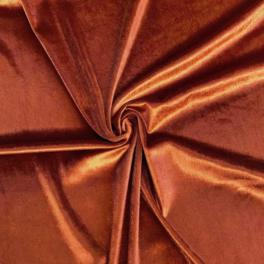 Spandex Stretch Velvet Fabric (Rust, 1 Yard)