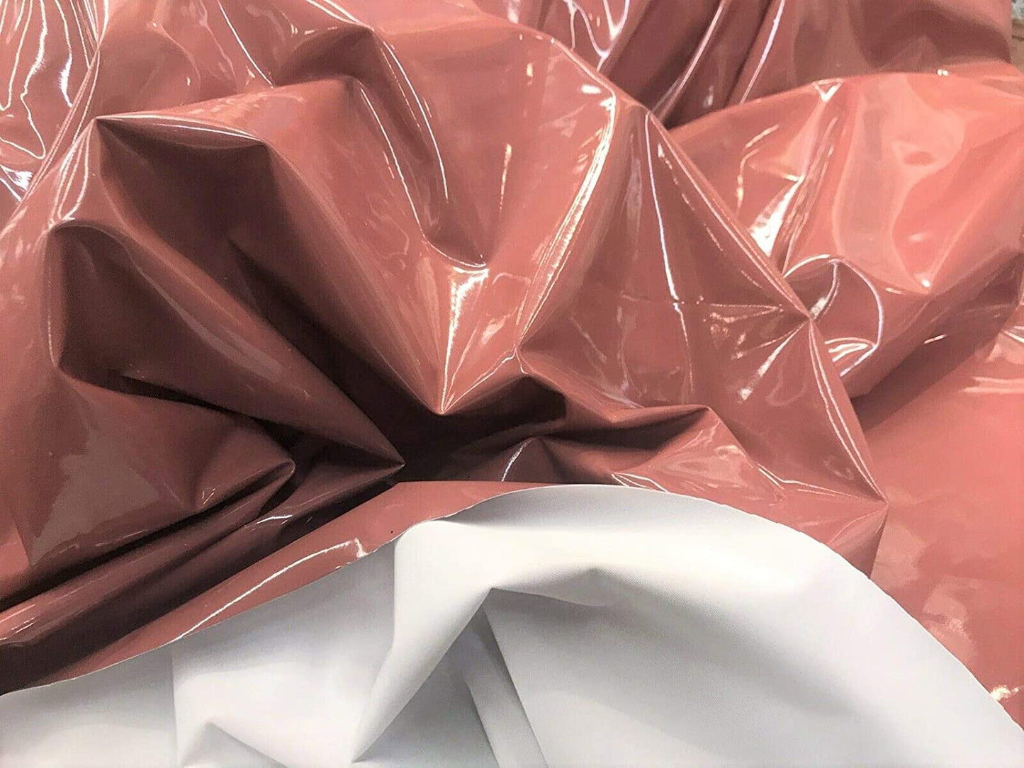 54" Wide Faux Leather Vinyl 4 Way Stretch Spandex Dance Wear Fabric by The Yard (Dusty Rose, Glossy Vinyl)