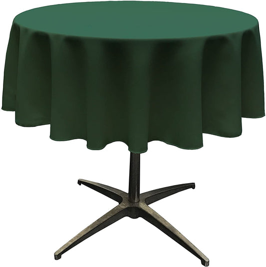 Polyester Poplin Washable Round Tablecloth, Stain and Wrinkle Resistant Table Cover Hunter Green
