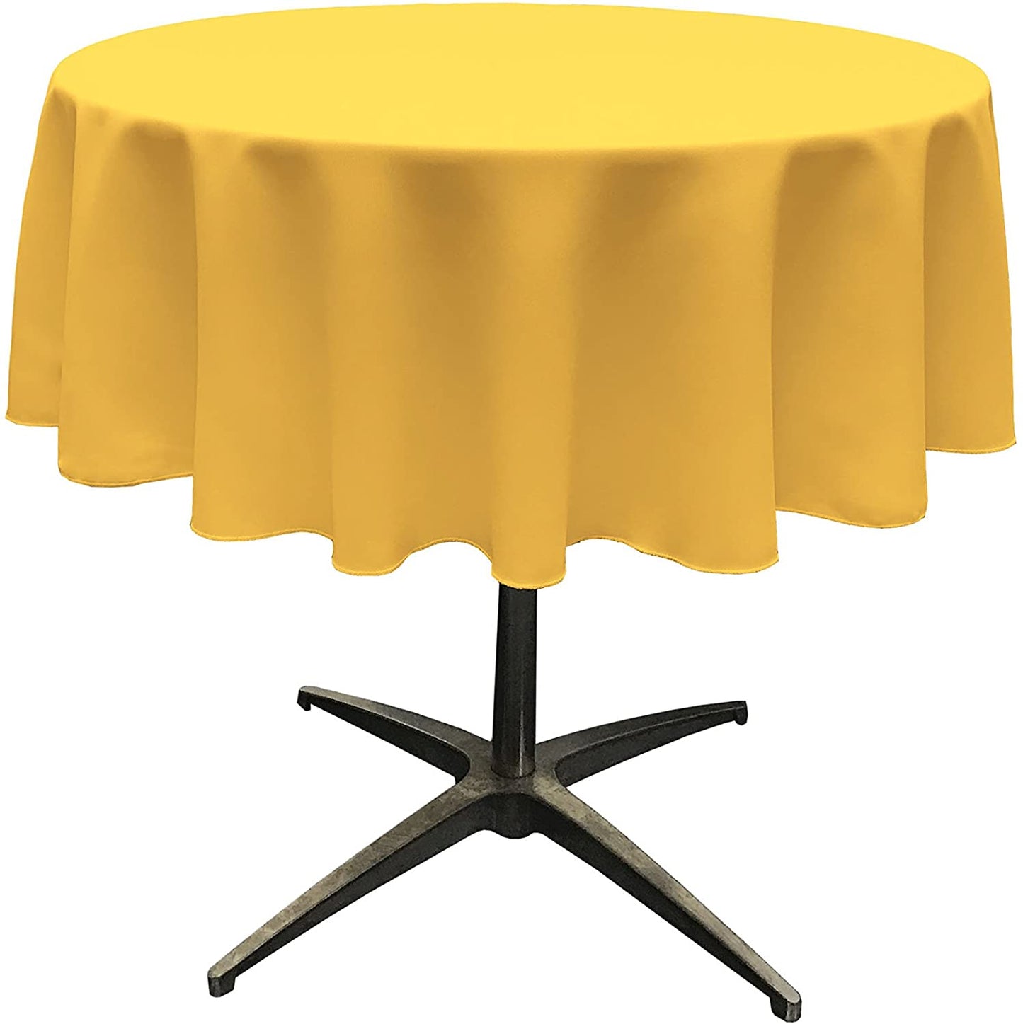 Polyester Poplin Washable Round Tablecloth, Stain and Wrinkle Resistant Table Cover Dk Yellow