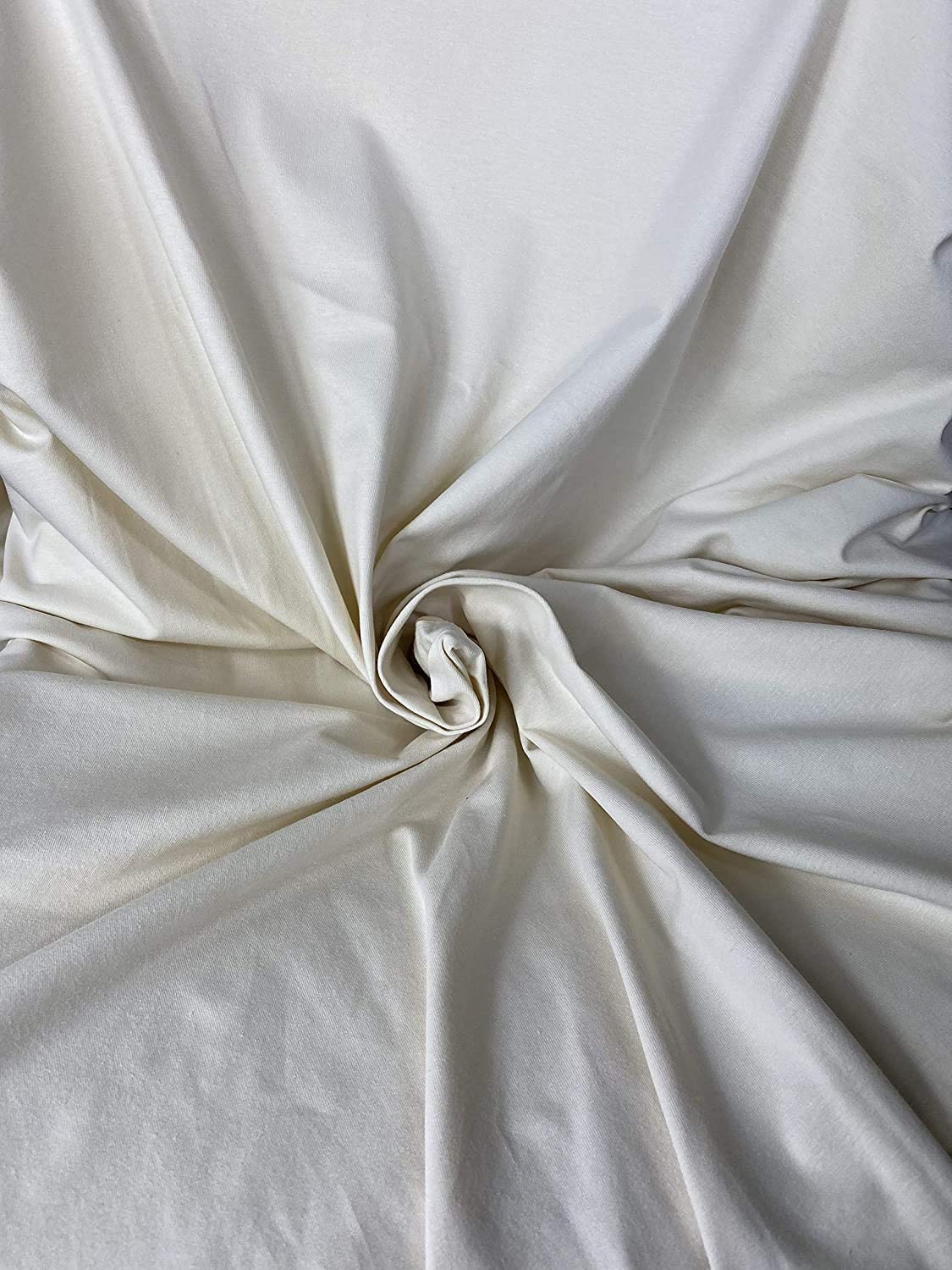 58/60" Wide, 95% Cotton 5% Spandex, Cotton Jersey Spandex Knit Blend, 4 Way Stretch Fabric (Ivory, 1 Yard)