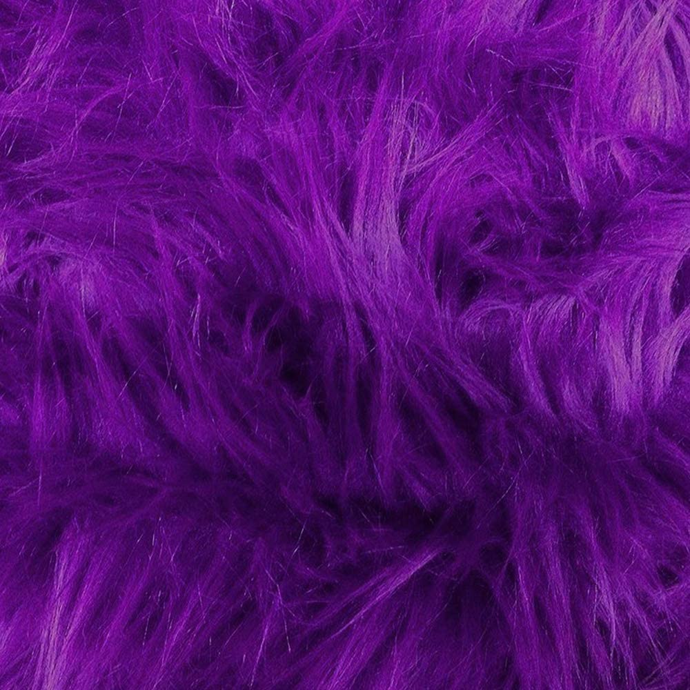 60" Wide Shaggy Faux Fur Fabric (Purple, 1 Yard)
