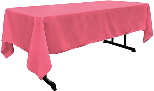 Polyester Poplin Washable Rectangular Tablecloth, Stain and Wrinkle Resistant Table Cover Fabric Table Cloth for Dinning, Kitchen, Party, Hot Pink