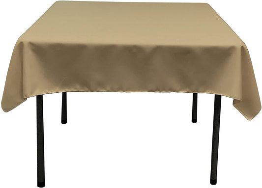 Polyester Poplin Washable Square Tablecloth, Stain and Wrinkle Resistant Table Cover Taupe