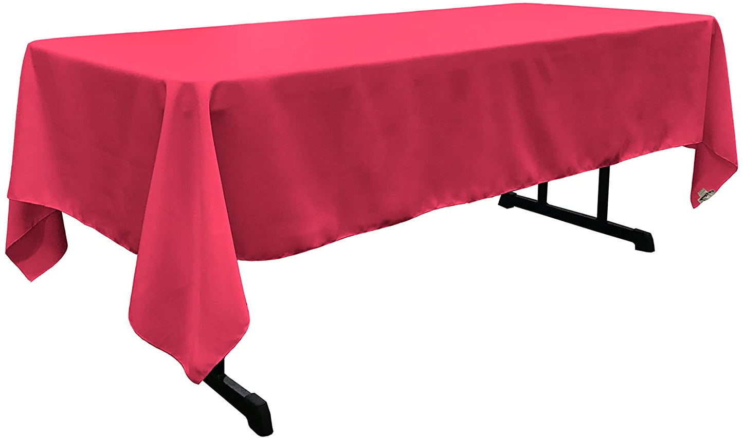 Polyester Poplin Washable Rectangular Tablecloth, Stain and Wrinkle Resistant Table Cover Fabric Table Cloth for Dinning, Kitchen, Party, Fuchsia