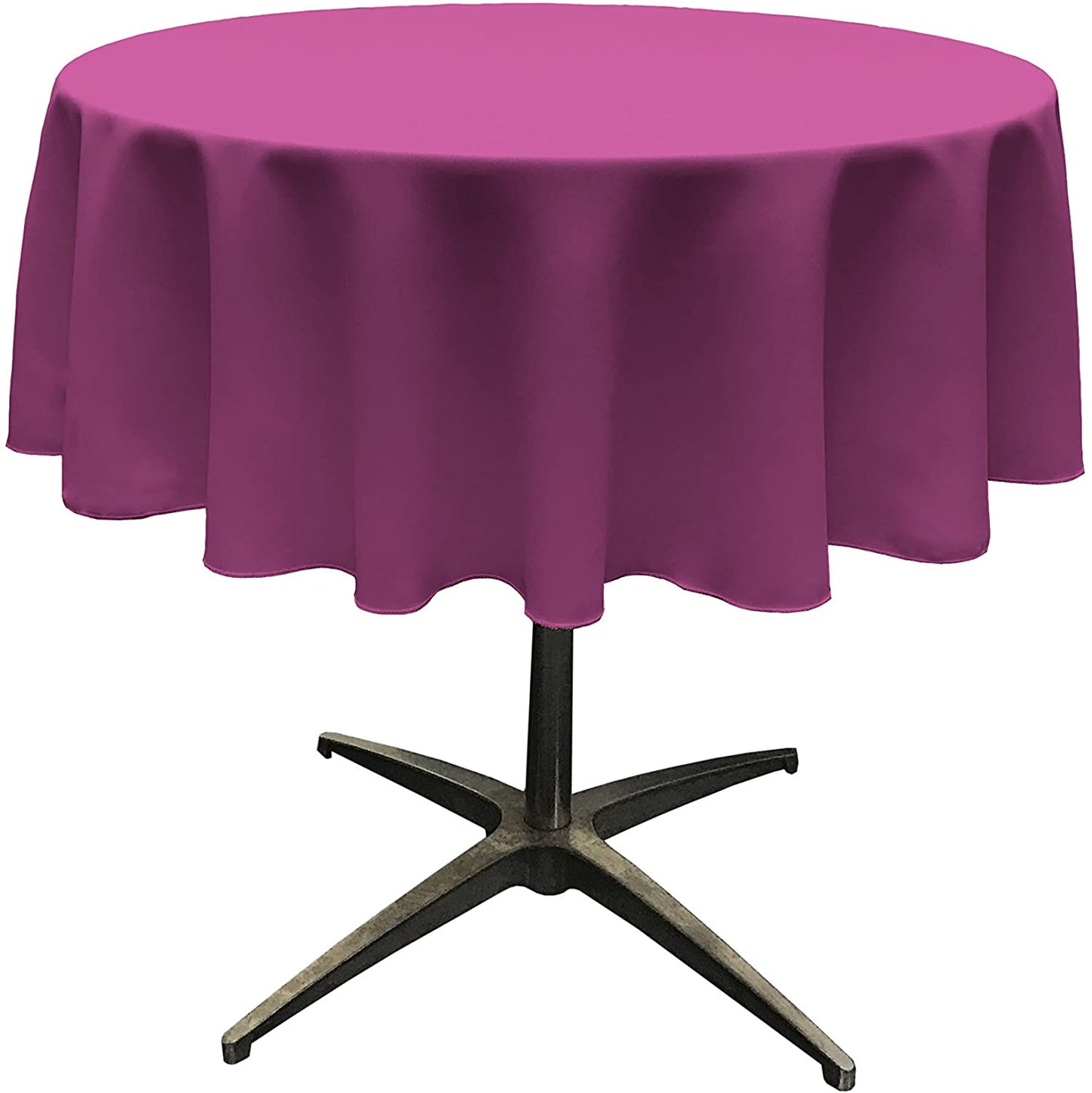 Polyester Poplin Washable Round Tablecloth, Stain and Wrinkle Resistant Table Cover Magenta