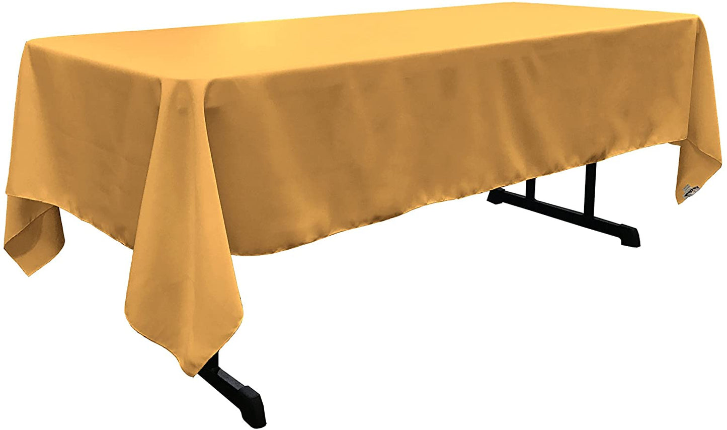 Polyester Poplin Washable Rectangular Tablecloth, Stain and Wrinkle Resistant Table Cover Fabric Table Cloth for Dinning, Kitchen, Party, Gold