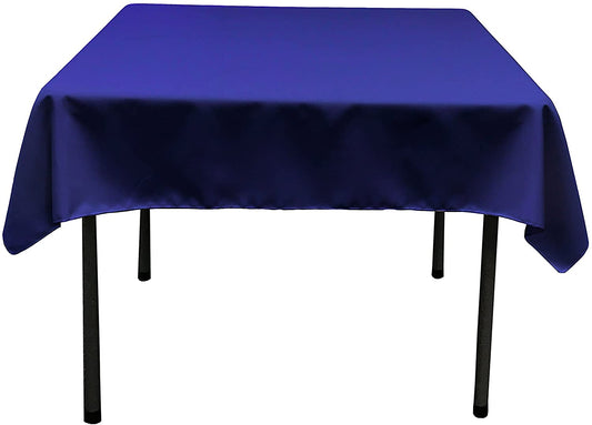 Polyester Poplin Washable Square Tablecloth, Stain and Wrinkle Resistant Table Cover Royal Blue