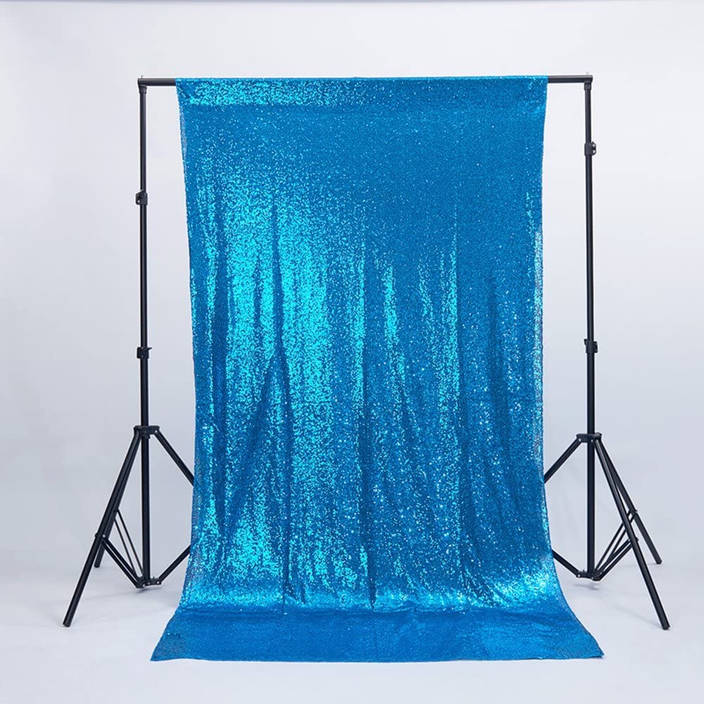 Mini Glitz Sequins Backdrop Drape Curtain for Photo Booth Background, 1 Panel (Turquoise, 4 Feet Wide x 9 Feet Long)