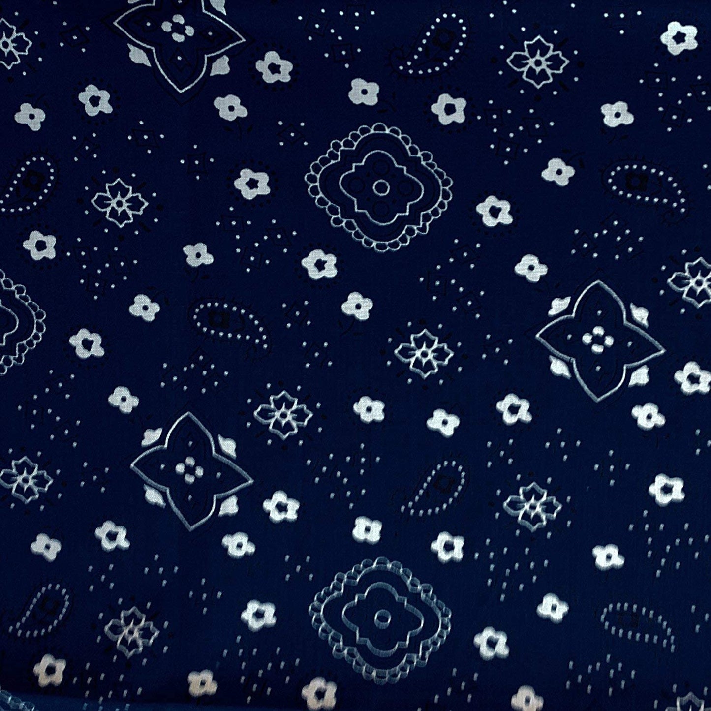 60" Wide Poly Cotton Print Bandanna Fabric by The Yard (Navy Blue, by The Yard)