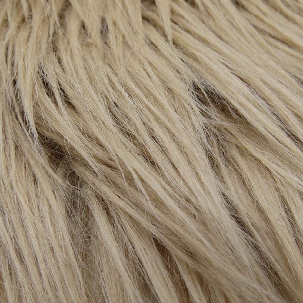 60" Wide Shaggy Faux Fur Fabric (Beige, 1 Yard)