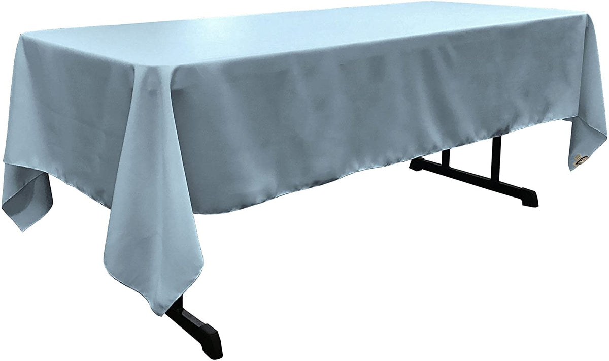 Polyester Poplin Washable Rectangular Tablecloth, Stain and Wrinkle Resistant Table Cover Fabric Table Cloth for Dinning, Kitchen, Party, Light Blue