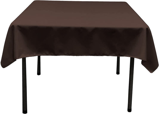 Polyester Poplin Washable Square Tablecloth, Stain and Wrinkle Resistant Table Cover Brown