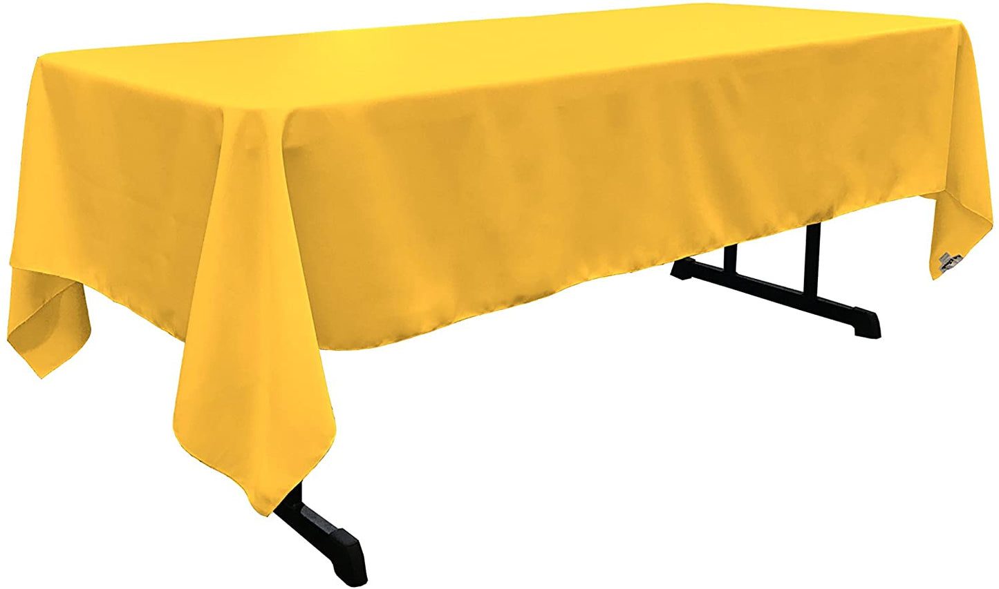 Polyester Poplin Washable Rectangular Tablecloth, Stain and Wrinkle Resistant Table Cover Fabric Table Cloth for Dinning, Kitchen, Party, Dk Yellow